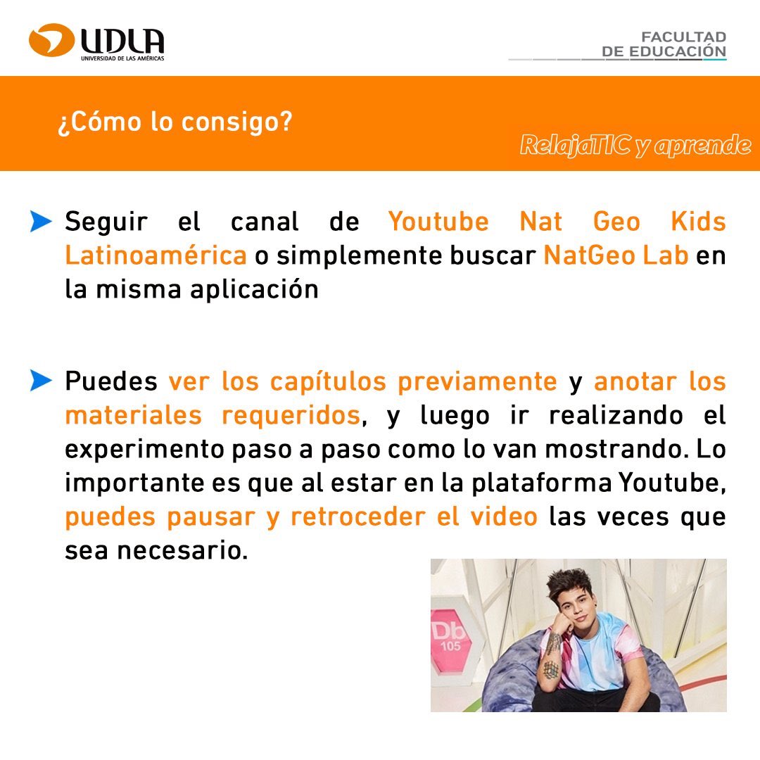 AnaHenriquez's tweet photo. 3/3
RelajaTIC y Aprende!
En esta ocasión FEDU #UDLA enseña cómo usar #NatGeoLab. La Guía completa aquí 👉 https://t.co/HccxypOK1K
#UDLA #UDLAChile #Pedagogía #Educación @UDLA_CL @FeduUdla @TICFID_UDLA https://t.co/aiynlTRH6N