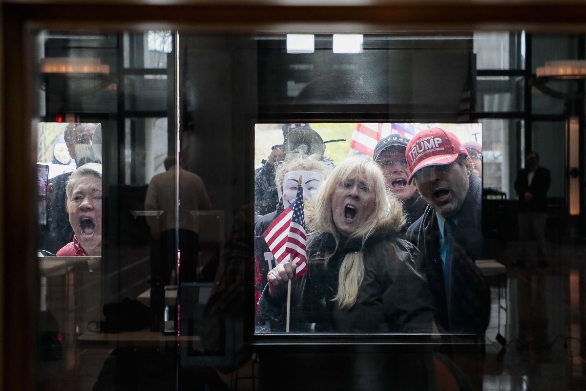 About 100 protesters assembled outside of the Ohio Statehouse during Gov. DeWine's weekday update, upset that the state remains under a stay-at-home order and that non-essential businesses remain closed.(: Joshua A. Bickel / Columbus Dispatch)