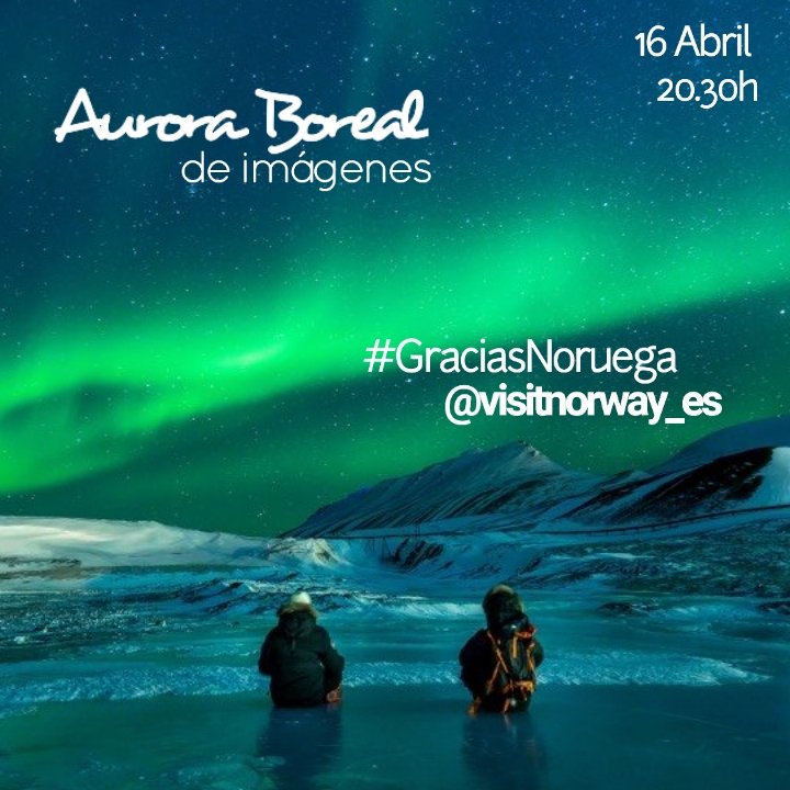 Mañana @visitnorway_es echa el cierre en España después de 12 años, y con ellos sus rrss en FB, TW e IG. Por ello, nos gustaría mostrarles nuestro cariño y agradecimiento realizando una aurora boreal de imágenes del país mañana a las 20.30h ¡Únete y comparte! 🌌✨#GraciasNoruega