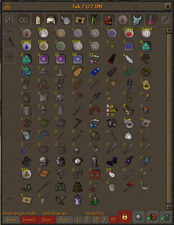 OSRS_EX_HA_LE's tweet photo. Bank has been swiped, untradeables have been dropped except a few things. Unsure if I will continue at this time. My presumption is the 7 months I took a break I must have encountered a keylogger, and they waited for me to come back to the game. https://t.co/e0rZEpPD3T