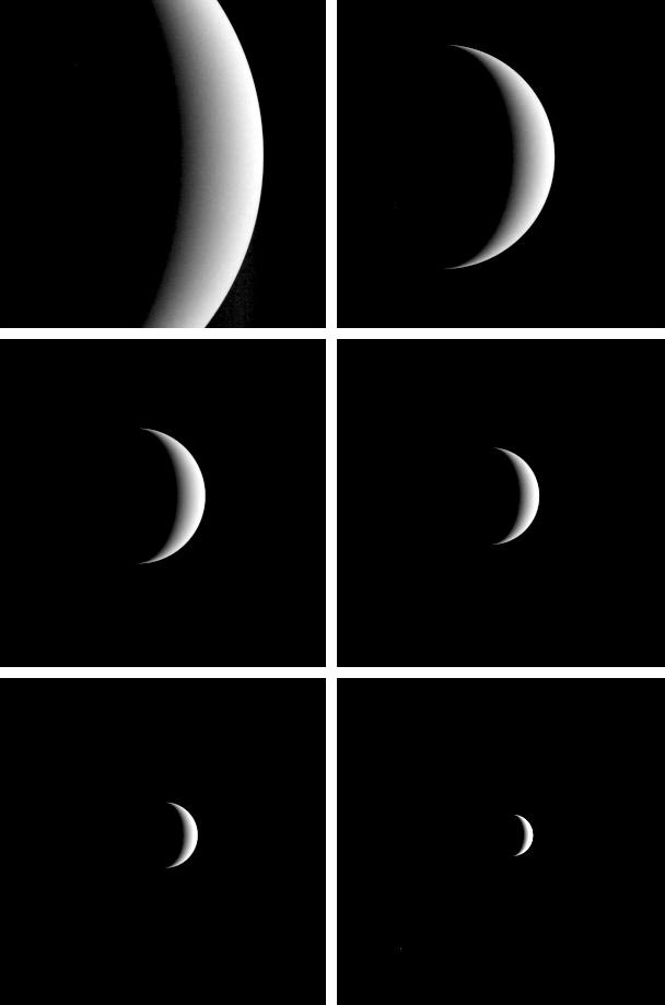 MESSENGER took this dramatic series of images of Venus as it bid the planet farewell following its close approach in 2007:  https://s.si.edu/2yihWAK : NASA/JHU APL/Carnegie Institution