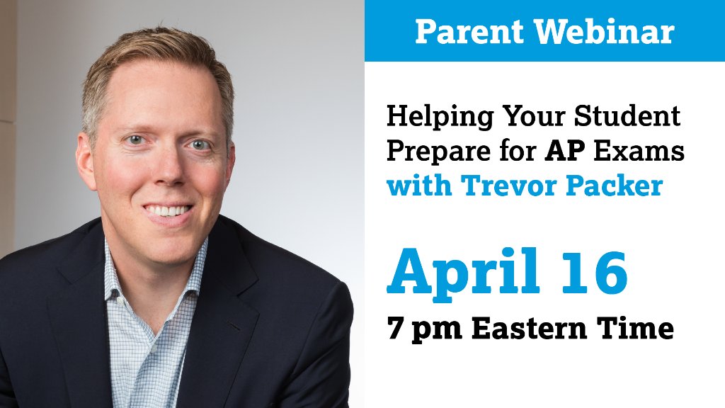 College Board (@collegeboard) on Twitter photo Parents: You and your AP student are invited to join us tomorrow at 7:00 pm ET for a special webinar with <a href="/AP_Trevor/">Trevor Packer</a>, the head of the AP program. He'll be discussing this yearās at-home AP Exams and how to help your child prepare. Register here: spr.ly/60111F5zL. Parents: You and your AP student are invited to join us tomorrow at 7:00 pm ET for a special webinar with <a href="/AP_Trevor/">Trevor Packer</a>, the head of the AP program. He'll be discussing this yearās at-home AP Exams and how to help your child prepare. Register here: spr.ly/60111F5zL.