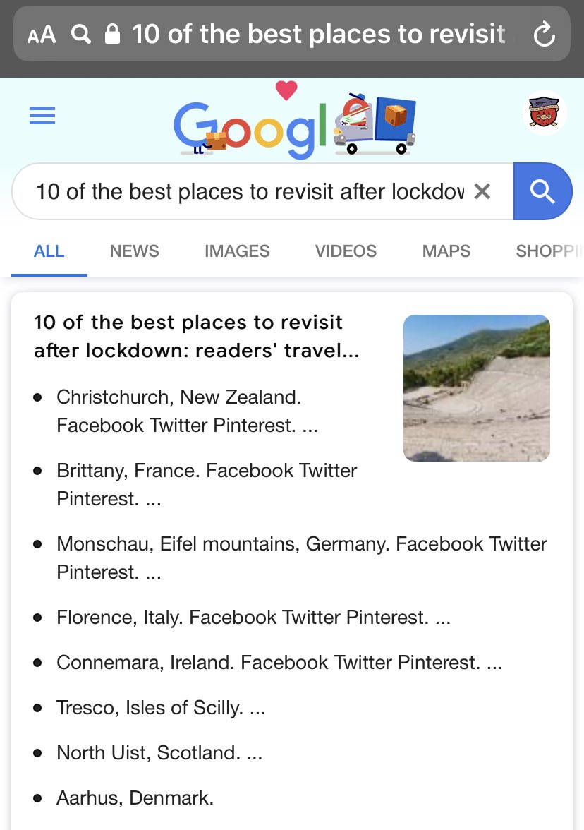 Look what popped up on google... #After #Lockdown Best places to travel top 5 😱👏👨🏻‍💻 book now #July #August #Sept #2020 ⁦<a href="/guardian/">The Guardian</a>⁩ ⁦<a href="/All_Connemara/">All Things Connemara</a>⁩ ⁦<a href="/galway2020/">Galway 2020</a>⁩