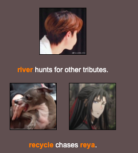 RIVER HUNTS FOR TRIBUTES... dw tho they wont get uRECYCLE REALLY COMING FOR EVERYONE NOW