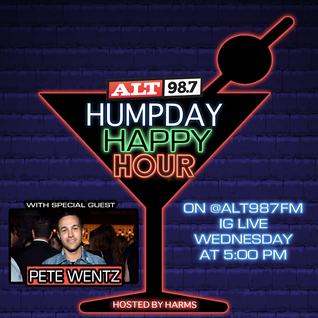 petewentz's tweet image. hitting @ALT987fm's ig live (instagram.com/alt987fm) around 5pm pt for the humpday happy hour w/ @harmsonair so make sure to #checkyourphone then 👍👍