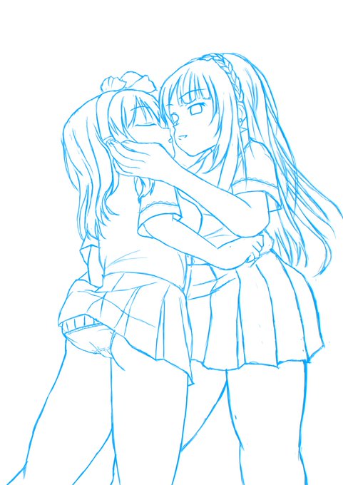 百合絵のラフ画をお絵描きしています❣️🌸 