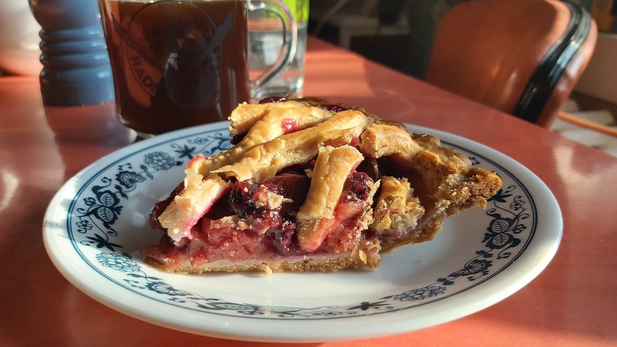 Post-script: there's saskatoon berry pie for dessert, because of course there is. If you're looking for new recipes during the pandemic, seriously, track down a copy of  @prairiefeast's Out of Old Saskatchewan Kitchens.