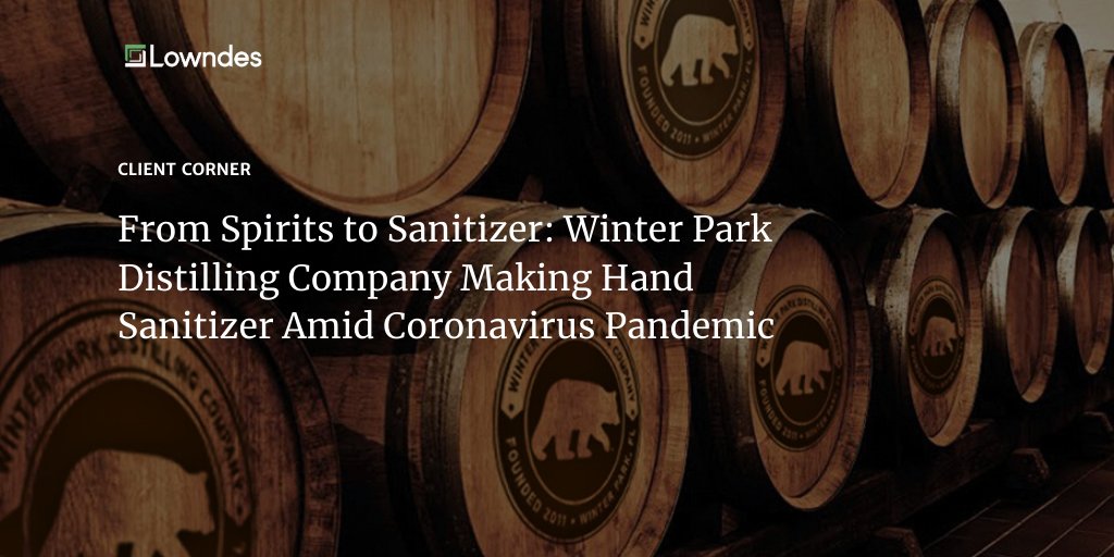 We proudly recognize our client, <a href="/WPDCo/">W.P. Distilling Co.</a>, for their efforts in fighting the coronavirus pandemic. hubs.ly/H0pxg320