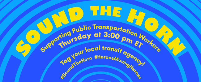 MCIcoach's tweet photo. Tomorrow, Thursday, April 16, at 3 PM EST and #SoundTheHorn to say thank you to all essential public transit employees Visit https://t.co/tVkEYCSHYF for full details. This effort is spearheaded by the @MTA @NJTRANSIT @PANYNJ @Amtrak @NYCFerry #HeroesMovingHeroes #LetsGoMotorCoach https://t.co/fymBmJTnSo