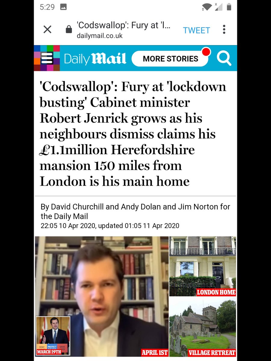 FawdonMag's tweet photo. @MattHancock @captaintommoore Robert Jenrick didnt stay at home. He drove c190 miles to drop off groceries & meds to his parents, fled to his 2nd or rather 3rd home & is fiddling expenses. He doesn't care about your #StayHomeSaveLives, just that we're sticking to the rules.
#LockdownScandal
#ExpensesScandal https://t.co/qmCxgzyIiT
