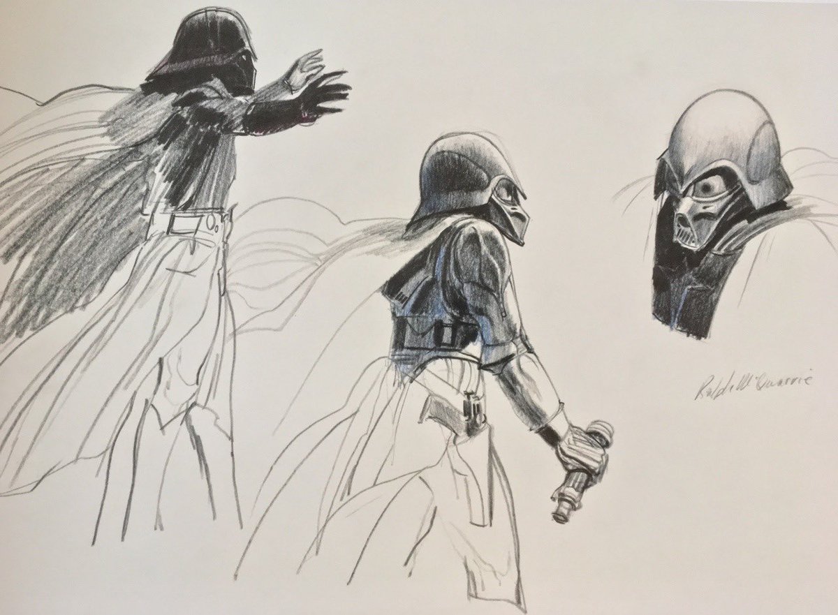 ILM artist John Dykstra with a Darth Vader costume concept circa 1975. Plus some design sketches by Ralph McQuarrie.
My aunt thought Darth Vader was genuinely terrifying. Not in a "scary villain from a children's movie" kind of way-for some reason Vader really disturbed her.