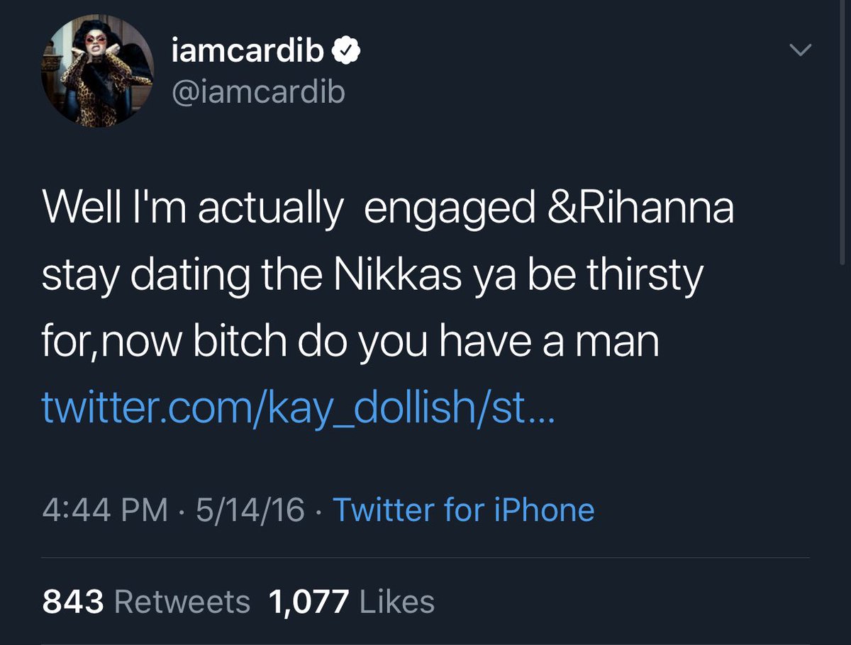 May 14th, 2016: Cardi defends Rihanna against s*ut shaming.