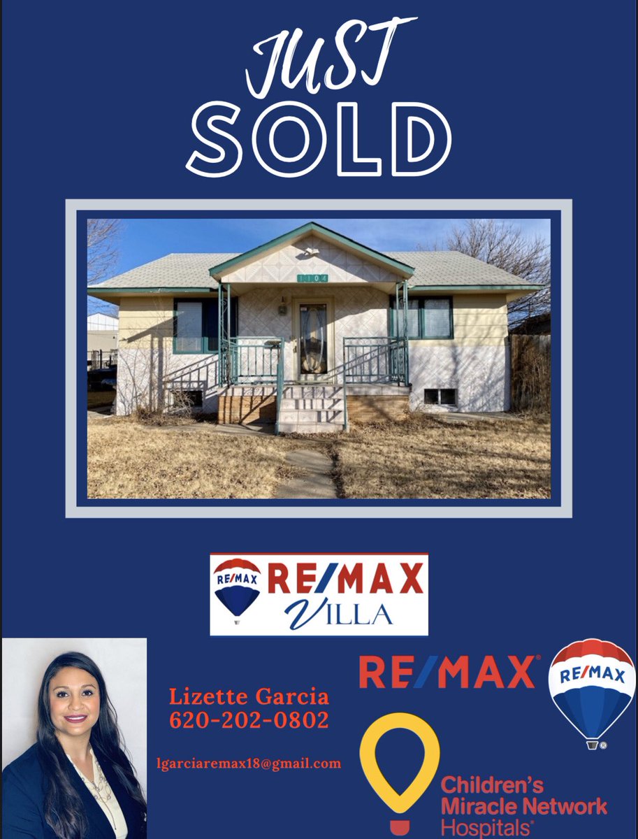 ReMaxVilla's tweet photo. Lizette Garcia @Lizette2006  just ***SOLD*** this home! Yayy..... to our sellers! Can we help you put a sold sign in your yard?

Choose the best, choose a @ReMaxVilla Realtor® to help you with all your real estate needs. #SOLD #TeamVilla #DodgeCityRealEstate #DodgeCityRealtors https://t.co/V0chIxHSJj