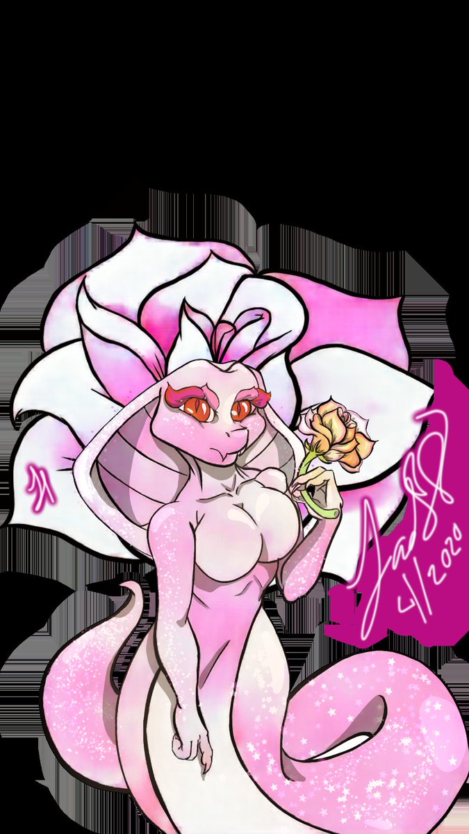 RedPawnda's tweet photo. My snakey snuuu! #snake #drawing #art #illustration #pink #pinksnake #white #whitesnake #orangeyes #roses #flowers #digitalart #sexy #beautiful #lilypond #lilypad #sparkles #scales https://t.co/1GvYzIOpMN