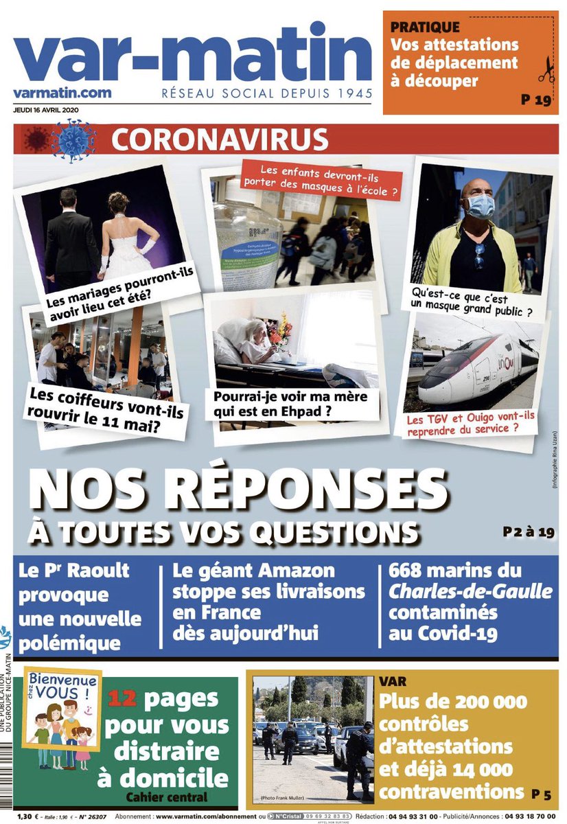 Var Matin Draguignan Brignoles A Twitter Suivez Nous Sur Https T Co U16ubmtqa2 Voici La Une De Votre Journal Var Matin Edition Est Var Saint Raphael Frejus Draguignan Ce Jeudi 16 Avril 2020 Https T Co M4auwutvil