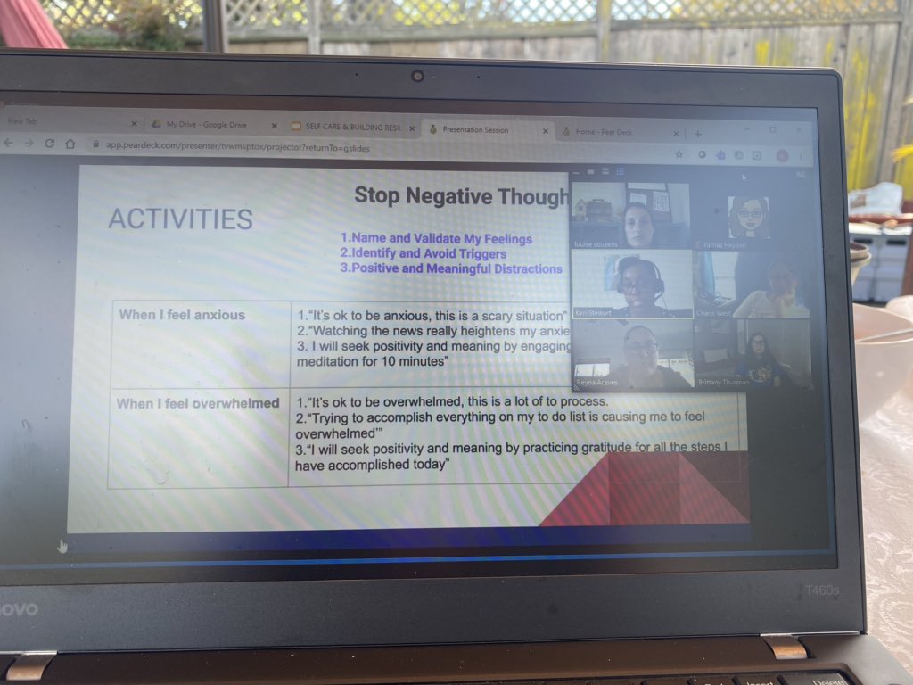 Grant_Grizzlies's tweet photo. TY @SenecaFOA for continued support of our staff & community through this unprecedented time. Here’s a glimpse of our PD on Self-Care & Resilience presented by our Dr. Stewart & Louise Couzens. #BuildingCommunity #UnconditionalEducation #TeamGrant
@WCCUSD @WCCAA1 @UTRichmondCA https://t.co/kAaIM5eoR3