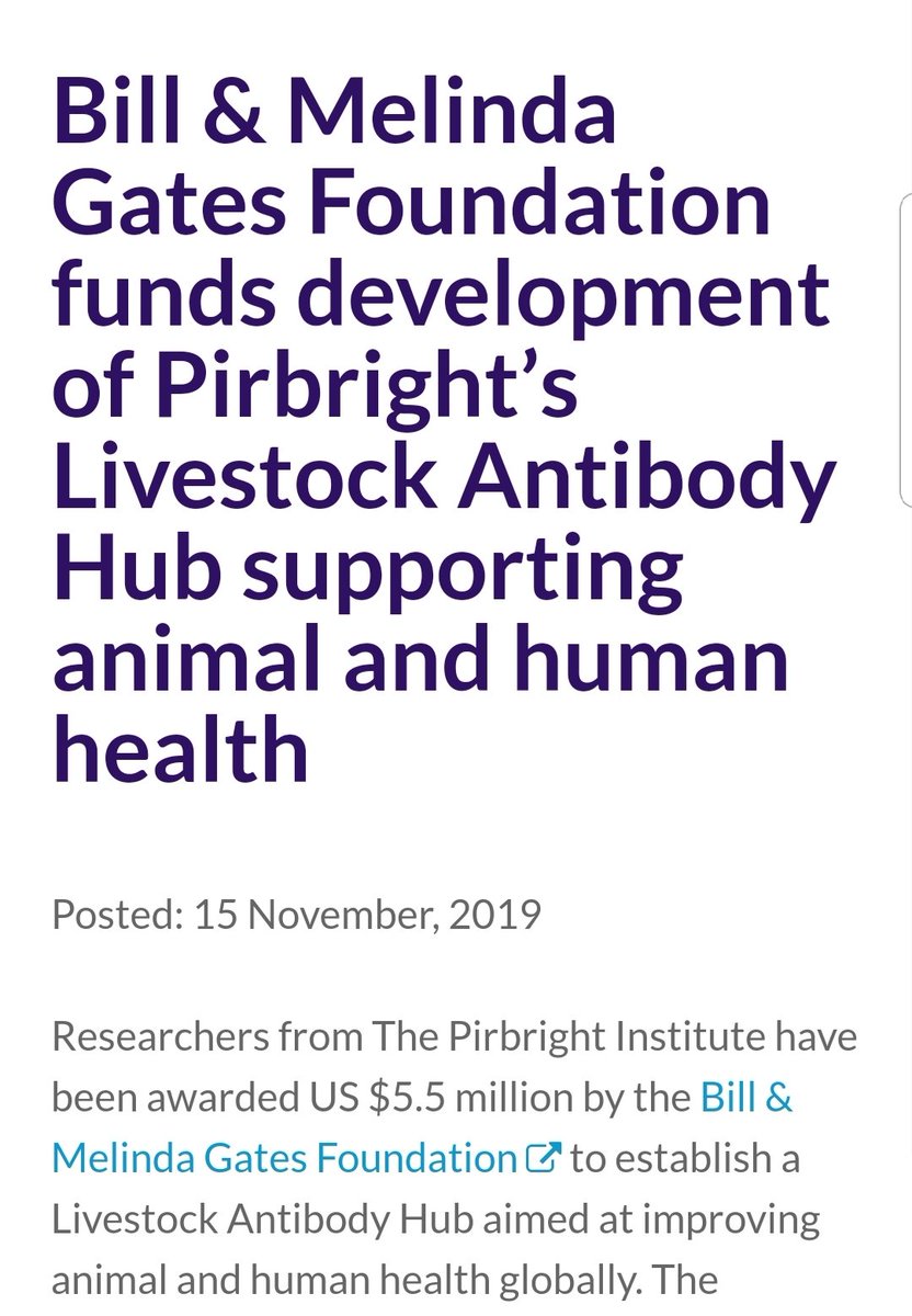 The  #GatesFoundation spends $millions on Animal Health as a Model for  #HumanInfectious  #Diseases.  #COVID19  #coronavirus  #ReverseEngineering  #ACE2  #Bickerton  #PirbrightInstitute  #JennerInstitute  #vaccines