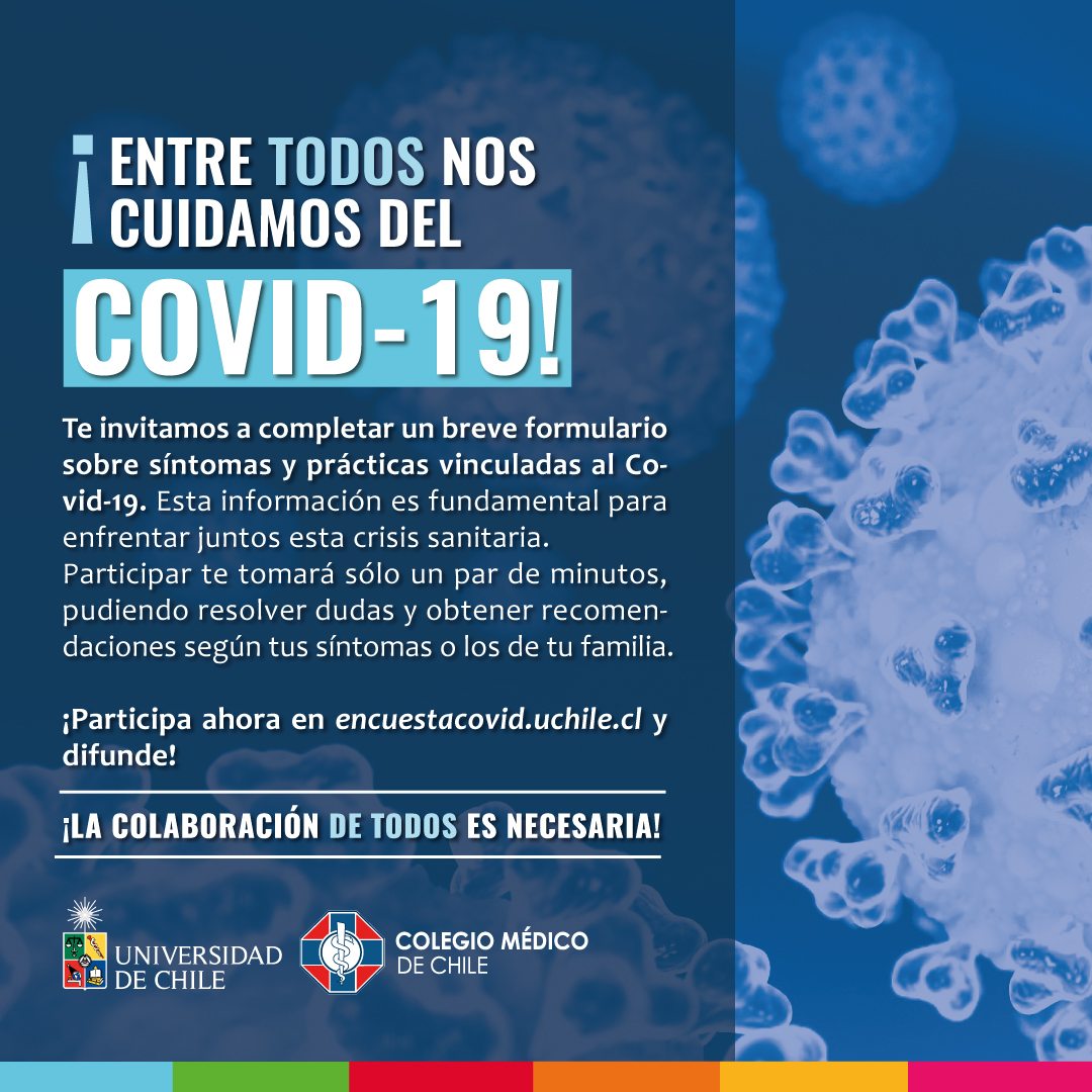 Responde nuestra encuesta desarrollada junto a <a href="/uchile/">Universidad de Chile</a> sobre síntomas y prácticas vinculadas al #COVID19. Todos pueden responder, hayan tenido síntomas o no. Toma menos de 5 minutos y ayudas a tener más información para mejores decisiones sanitarias➡️ encuestacovid.uchile.cl