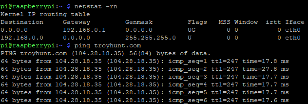 All looks good top to bottom now:  @The_Pi_Hole has the right gateway and can talk to the internet, manually setting my PC DNS to it (just to make sure I don't take the whole network down - again!) works fine so I can now set the  @ubnt network back to using it again.