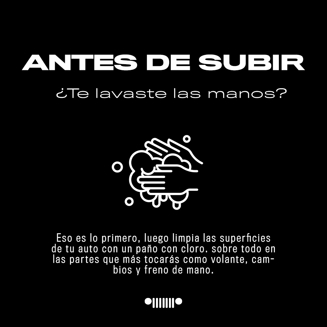 JeepBol's tweet photo. Si tienes permiso para usar tu vehículo en estos días, te dejamos las siguientes recomendaciones. Recuerda seguir estos pasos básicos de prevención ✋💦🧽

#QuedateEnCasa #JeepBolivia https://t.co/4VjogyNo1R