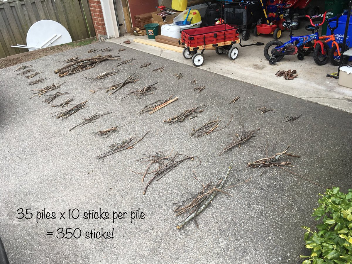 MrWheeldonDFJH's tweet photo. Hey @paf_blueroom and @PAF_ps , for today’s SK challenge, my sons and I collected sticks and pine cones in our neighbourhood, then used them to practice our sorting, spelling, and counting skills 👍🏻 https://t.co/2hqCgg2FGa