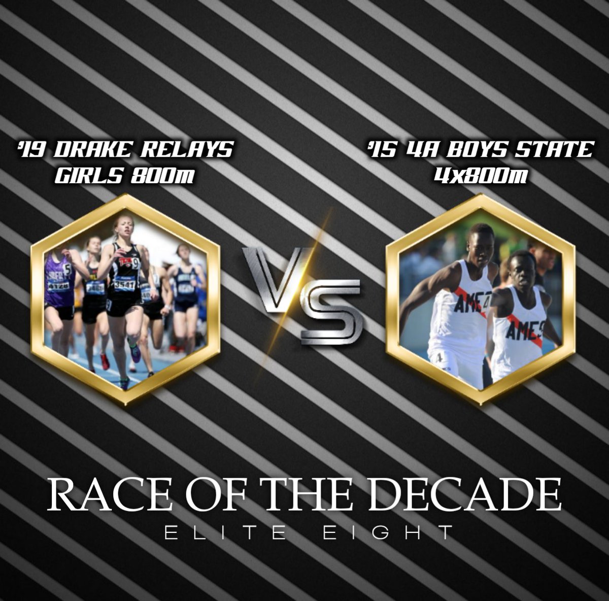 IAXCTF's tweet photo. Elite Eight Matchup #2
2019 Drake Relays Girls 800m
Vs
2015 4A Boys State 4x800m
•
Vote below👇👇 https://t.co/pUTDrKQfHX