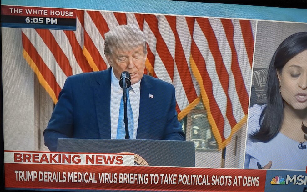 . @MSNBC broke away after Trump took political potshots, threatening to adjourn Congress because of stalled appointments. Kayleigh is upset TV audience missed another propaganda video.  @MSNBC | via  @JoeOfTheNorth  https://twitter.com/presssec/status/1250551543155351560