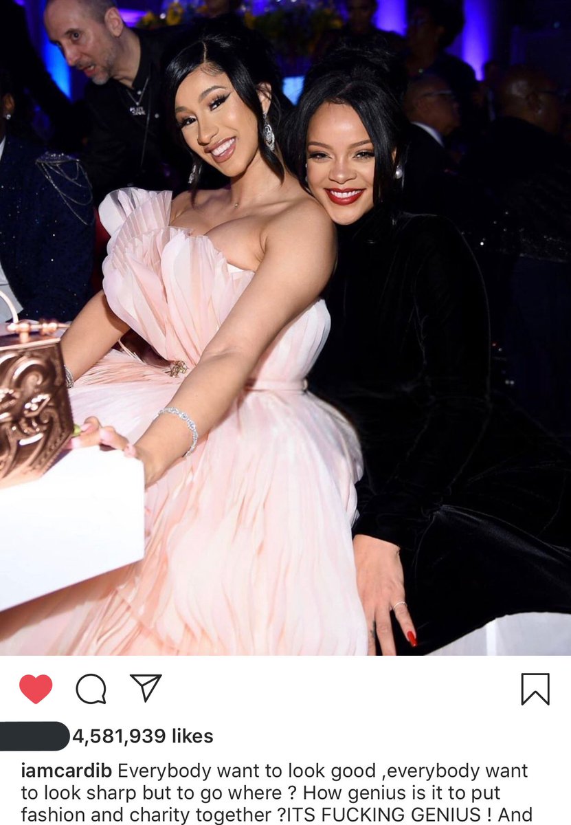 September 13th, 2019: Cardi calls Rihanna a genius on Instagram for putting together the Diamond Ball. : Dimitrios Kambouris/Getty Images