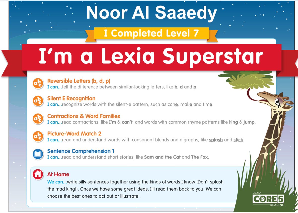 Noor passed a Lexia level! Sp proud😀
