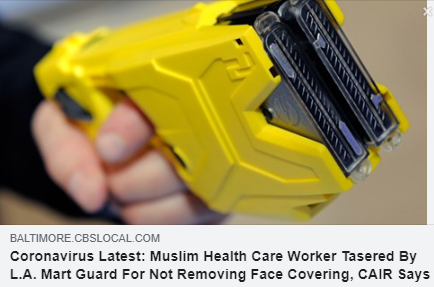 CAIRNational's tweet photo. When a Howard County man refused to remove his protective face covering when entering the LA Mart grocery store in Columbia earlier this month, he was allegedly tasered by a security guard, according to @CAIRNational. @jessmnocera #COVID19 #coronavirus 
https://t.co/PK4tuEmqRU https://t.co/qUwNLxdzV8