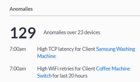 An important feature of any good network is being able to identify high TCP latency on your washing machine. My Samsung 8.5kg front load only had a 67% wifi experience this morning when connecting to the media room access point.(yes, I've been inside for too long...)