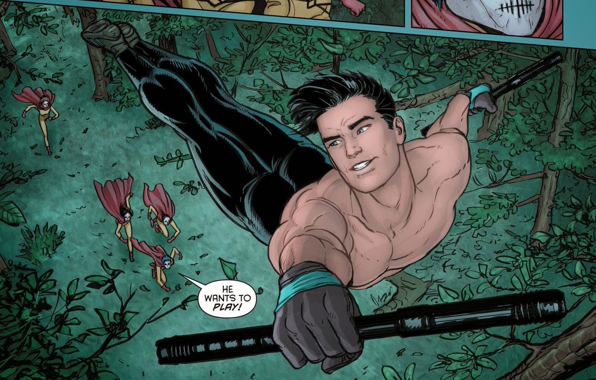 I’ve heard people call Dick Grayson the sex symbol of DC.Ever since the era of DCYou and Rebirth, along with some selective Pre-52 material, he’s been characterized to know how good he looks.He wins over women, he walks around shirtless, he uses his sex appeal to gain info.