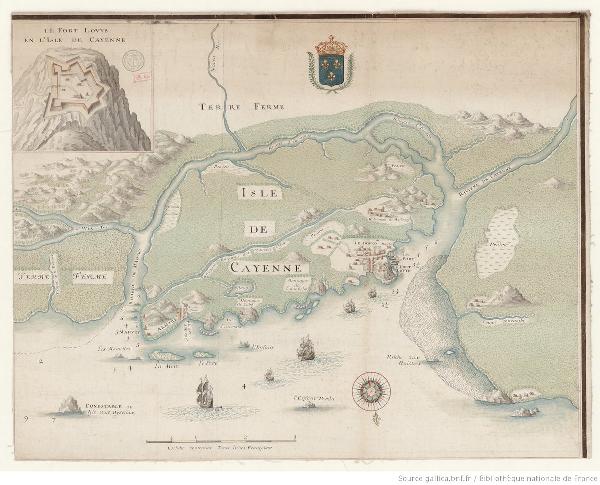 11. La reconquête des françaisEn 1664, les français reprennent Cayenne. Affaiblis par les différentes épidémies, les Kalinas acceptent le traité de De la Barre. Ils doivent quitter Cayenne, fournir aide et assistance (chasse et pêche), ramener les esclaves fugitifs.