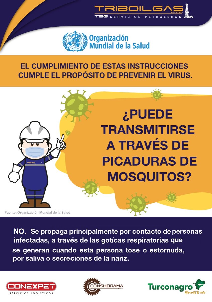 #Triboilgas informa II Instrucciones para prevenir el #COVID2019.
¿Puede trasmitirse a través de picaduras de mosquitos? 
#Covid_19ec #JuntosEcuador #OrgullosamenteEcuatorianos #QuédateEnCasa