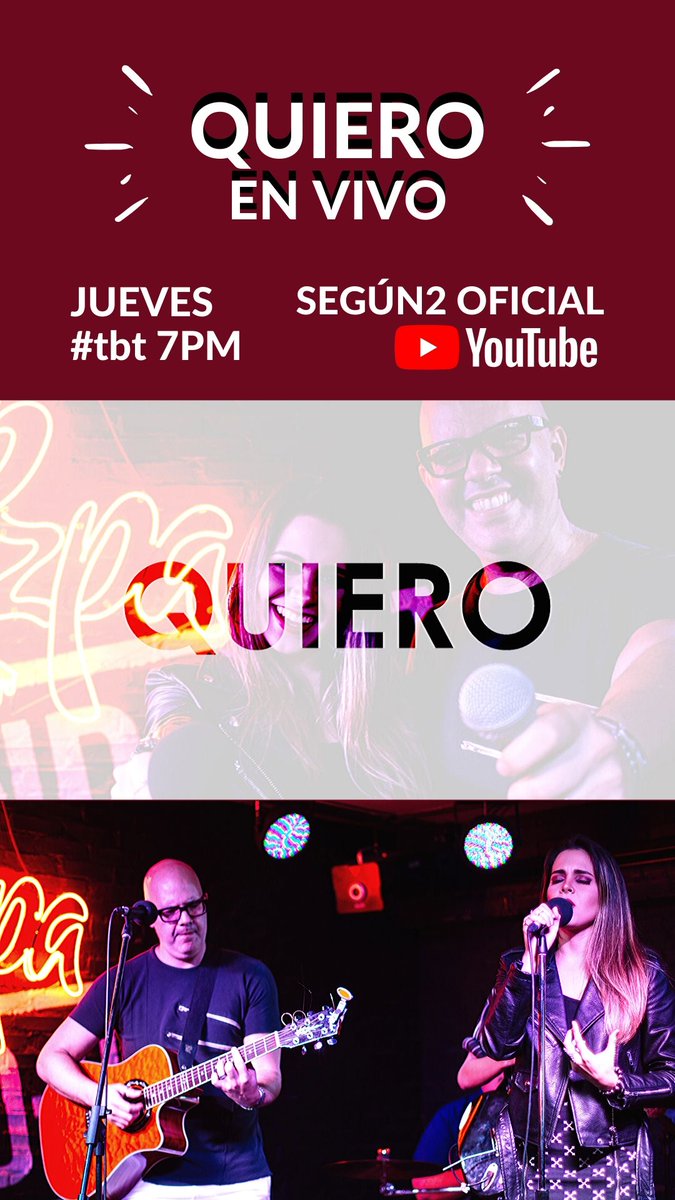 Segun2oficial's tweet photo. Pendientes!!!! Mañana a las 7pm les traemos #QUIERO en su versión En Vivo por nuestro canal de Youtube. https://t.co/pJTeEimMig