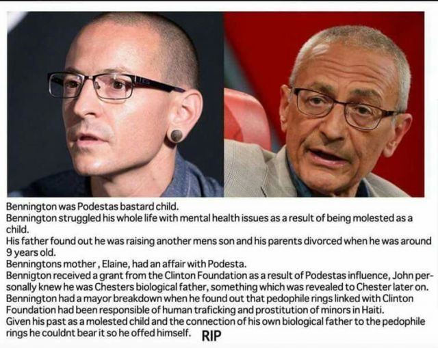 as that would give the perps a perfect scapegoat.If you then throw into the mix the theory that John Podesta is actually Chester's real father and things either start to get interesting or deluded.They both look heavily alike, far more so than his supposed dad. 9/15