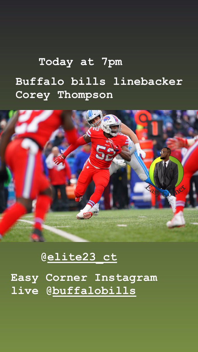 easy_corner1's tweet photo. Today at 7pm easy corner Buffalo Bills Linebacker Corey Thompson. #easycorner @BuffaloBills @LSUfootball https://t.co/Vs8xuK1jZt