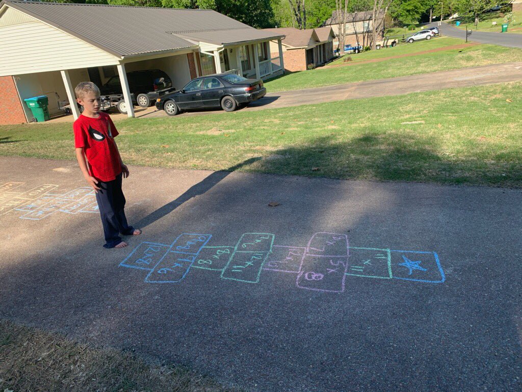 AmyEBurgess's tweet photo. Colt has been practicing his multiplication facts outside and Liam has been writing a poem for poetry month! #TeamDCS @TweetDCS_LES #PoetryMonth https://t.co/G3tZ6sKaVd