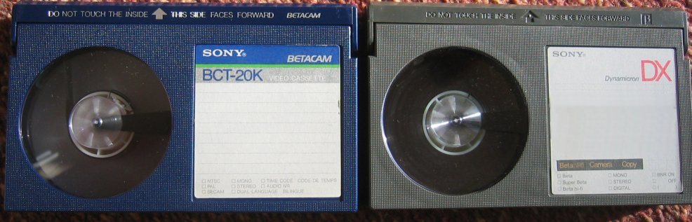 betacam is a separate videotape format Sony introduced in 1982, for professional video use. It uses the same cassettes as Betamax, but encodes them differently and runs the tapes much faster for higher quality.