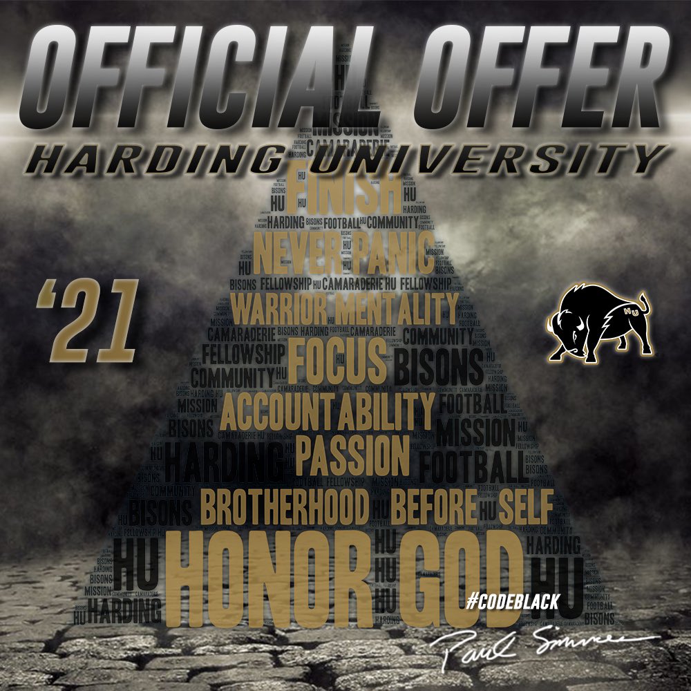 Aldrin Wilson II (@aldrin_wilson) on Twitter photo Excited to receive an offer from Harding University <a href="/Harding_FB/">Harding Football</a> <a href="/CoachBigHU/">Trevon Biglow</a> #GoBisons Excited to receive an offer from Harding University <a href="/Harding_FB/">Harding Football</a> <a href="/CoachBigHU/">Trevon Biglow</a> #GoBisons