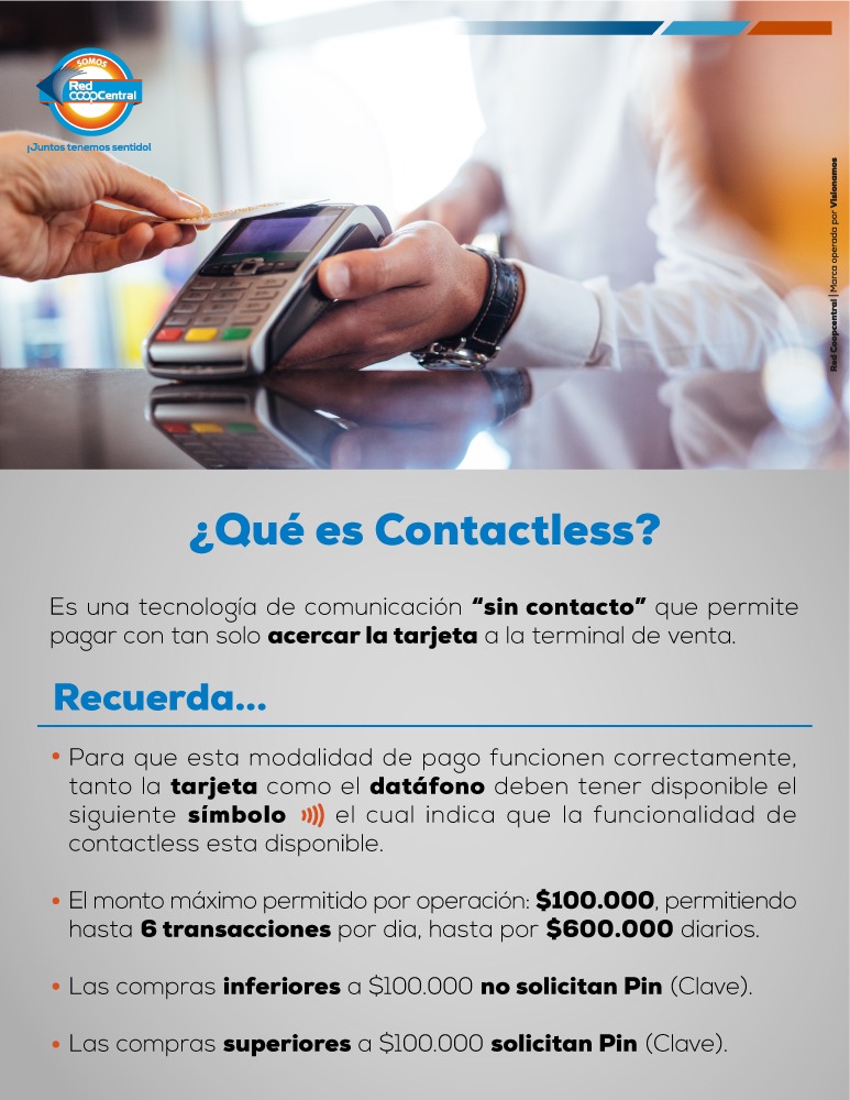 RedCoopcentral's tweet photo. 💳 Acogiendo las directrices de Credibanco y del Gobierno Nacional, conoce las transacciones diarias permitidas por #Contactless https://t.co/RAJcuavBLI