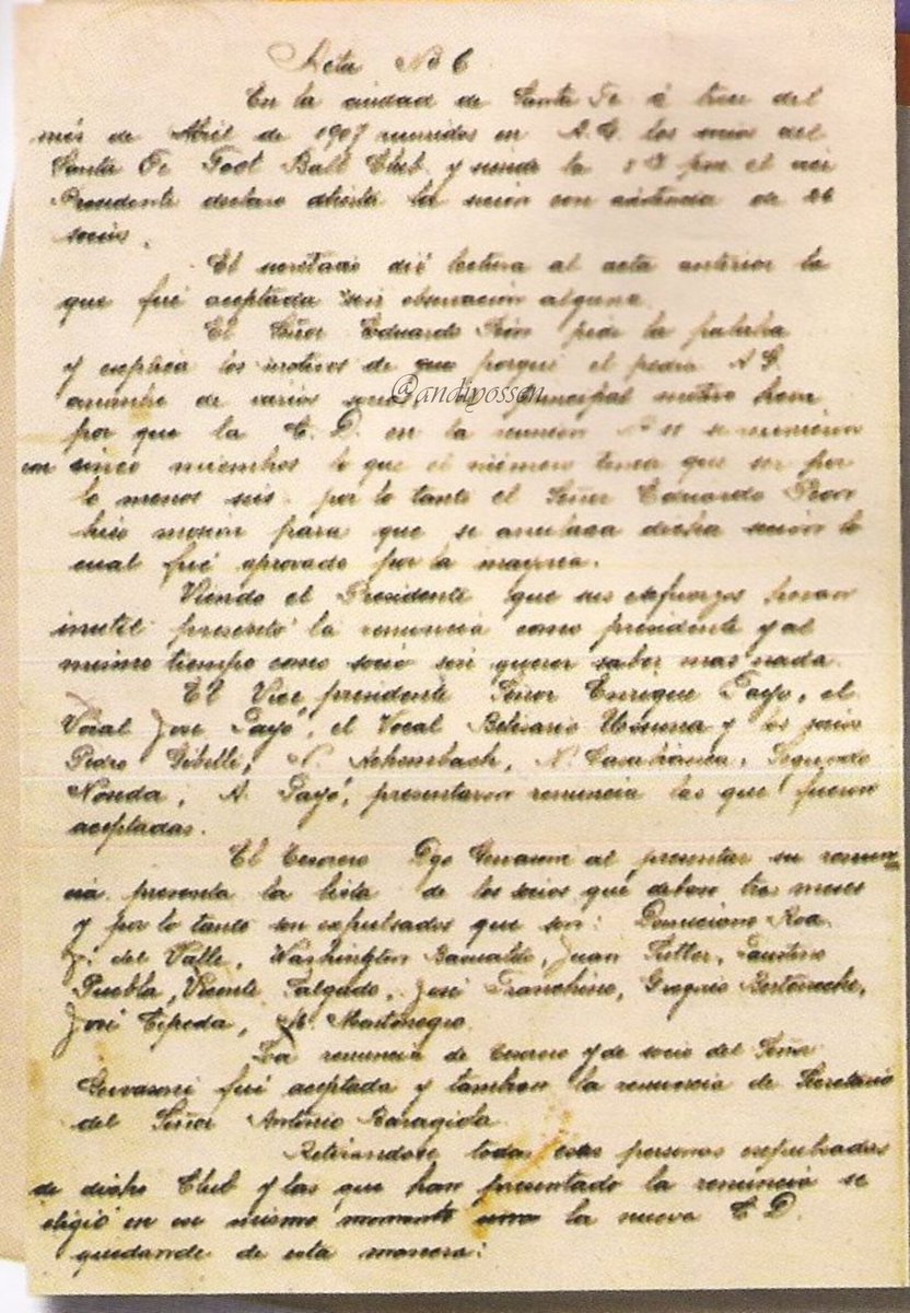LibreDirectoSF's tweet photo. #113Union Resubo el documento histórico labrado el 13 de abril de 1907 que confirma la reunión establecida dos días más tarde en la actual calle Eva Perón 2652.
En ella se confirma el apartamiento de algunos fundadores del @clubaunion 🇦🇹 del Santa Fe FC. https://t.co/8JJJYhLLeF