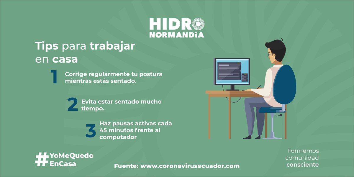 hidro_normandia's tweet photo. Te compartimos 3 tips para trabajar o estudiar en casa. Quédate en casa..
#YoMeQuedoEnCasa
#COVID19
#SeActivo #FormemosComunidadConsciente #Hidronormandia https://t.co/pBZ3ZL5fDu