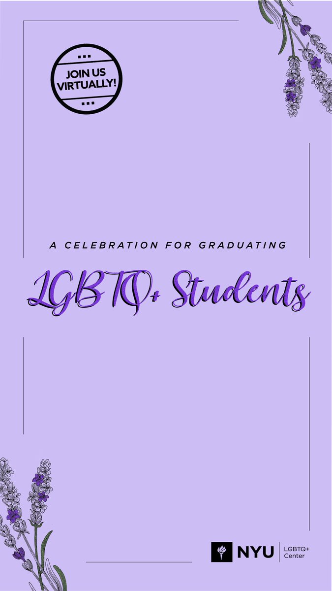 Next up is Lavender Grad's virtual celebration honoring all graduating undergrad and graduate students who identify as part of the LGBTQ+ and ally communities! The program will feature keynote speaker Ericka Hart!RSVP:  https://events.nyu.edu/#!view/event/event_id/259560