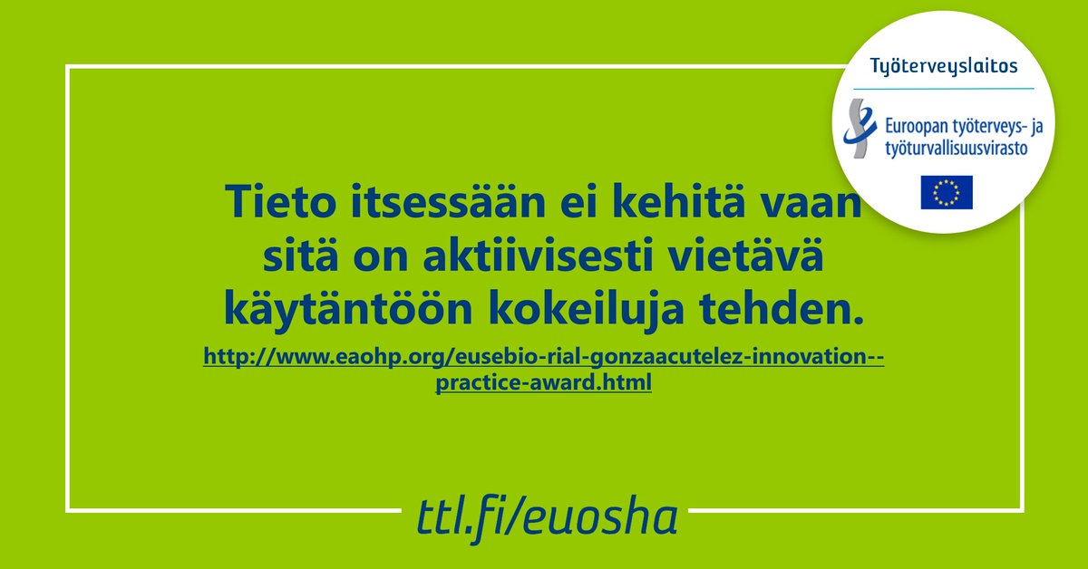 tyoterveys's tweet photo. Onnea professori Jukka Vuorelle merkittävästä interventiopalkinnosta!
https://t.co/vrxFcptX4S
#euosha #interventiot #työura https://t.co/BSfAPRTDa7