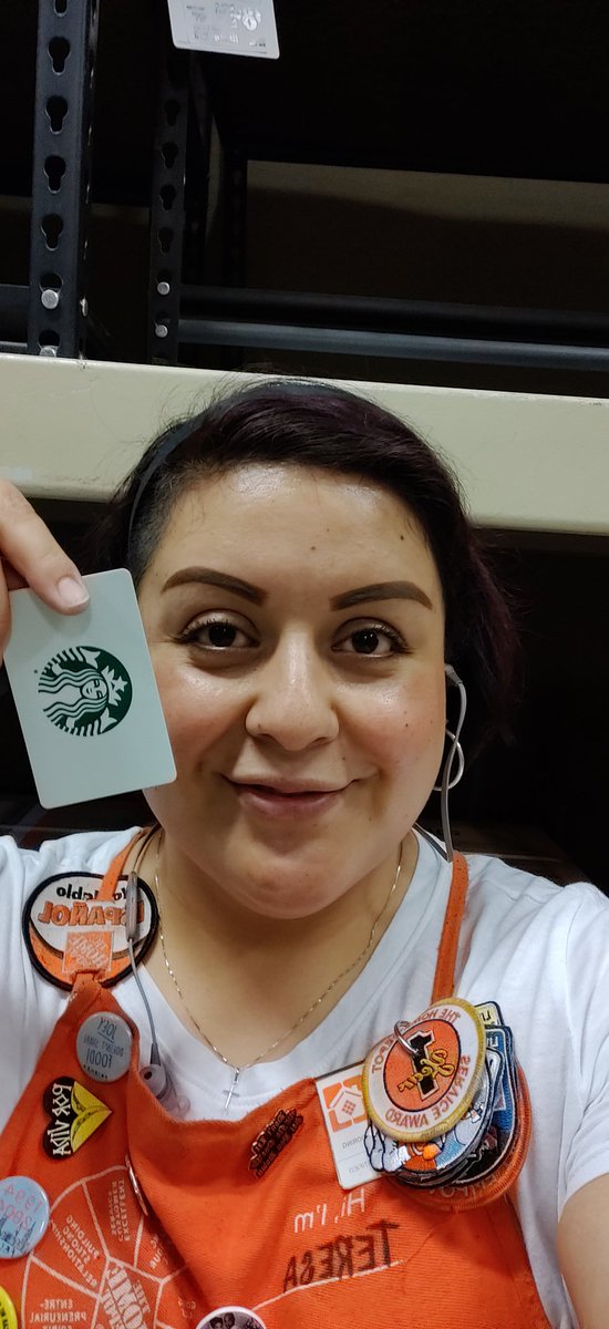Terelivia's tweet photo. I want to thank #MaryASM you rock girl! Thanks for my #Starbucks gift card. Thanks a bunch! @Lorena6712 #Homedepot #thathomedepotlife #takingcareofeachother #iamanessentialemployee 😉🧡😁 https://t.co/MRKZ7Vk2dZ