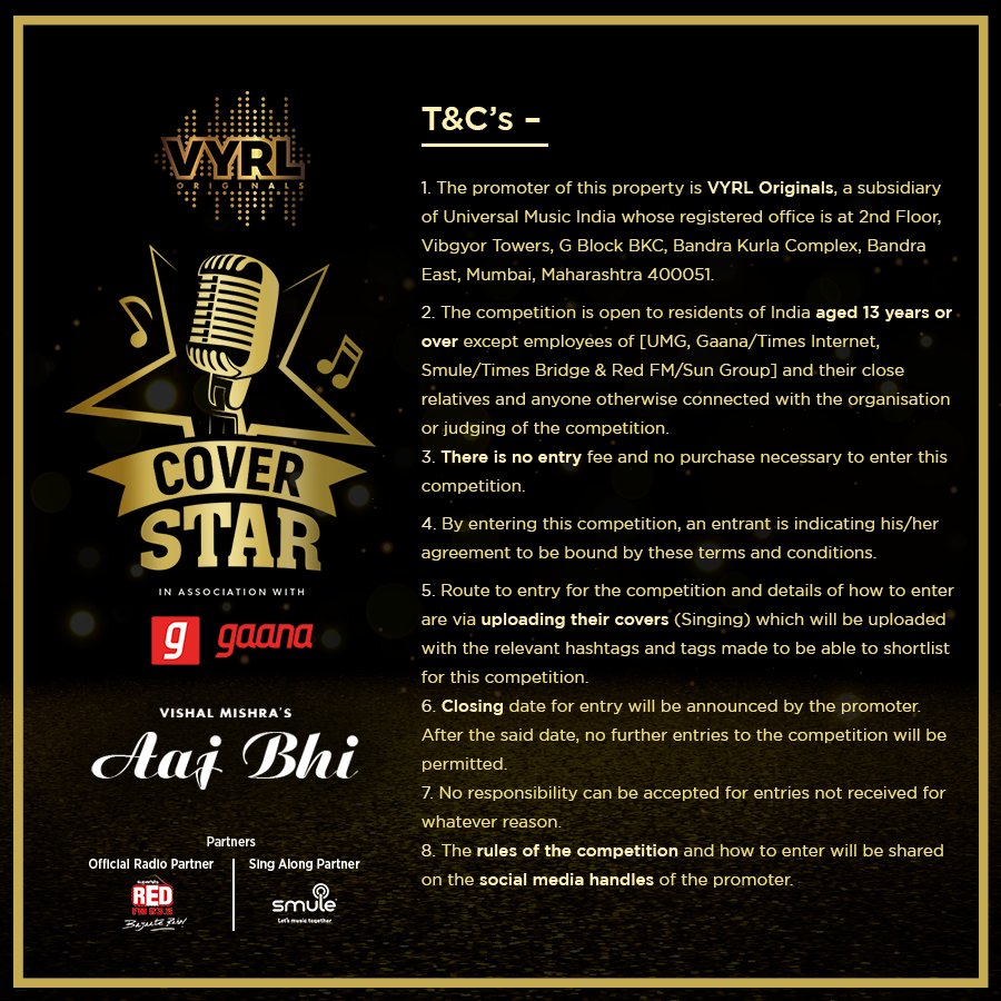 VYRL Originals (@vyrloriginals) on Twitter photo Ab ghar baithe baithe baniye VYRL Coverstar! 💥🎙️
Here's launching the VYRL Coverstar #AajBhi edition! ❤️
Share your amazing Aaj Bhi covers using #VYRLCoverstar, #AajBhi & don't forget to tag <a href="/VYRLOriginals/">VYRL Originals</a>, <a href="/gaana/">@gaana</a>, <a href="/RedFMIndia/">RedFMIndia</a> & <a href="/smuleindia/">Smule India</a> in all your covers.
We're waiting! Ab ghar baithe baithe baniye VYRL Coverstar! 💥🎙️
Here's launching the VYRL Coverstar #AajBhi edition! ❤️
Share your amazing Aaj Bhi covers using #VYRLCoverstar, #AajBhi & don't forget to tag <a href="/VYRLOriginals/">VYRL Originals</a>, <a href="/gaana/">@gaana</a>, <a href="/RedFMIndia/">RedFMIndia</a> & <a href="/smuleindia/">Smule India</a> in all your covers.
We're waiting!