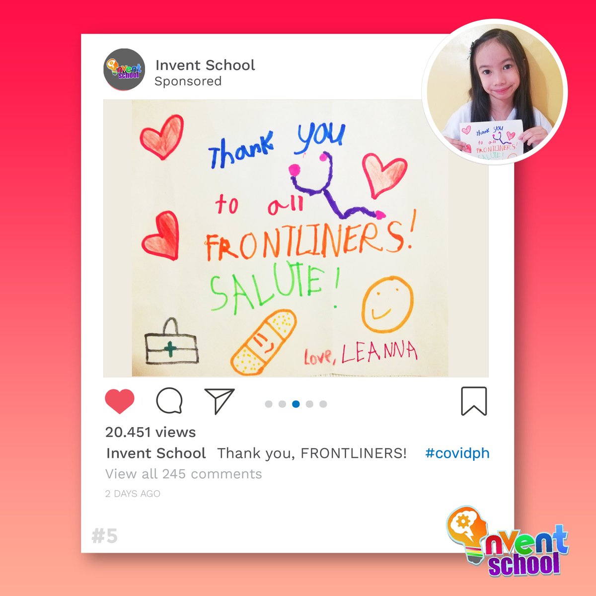 idd_tapi's tweet photo. SALUTE TO ALL FRONTLINERS! ♥️
Ate Leanna sends her deepest thanks and appreciation to all our dearest frontliners 🥰 Good job, Ate Leanna! 🤗
#InventSchoolProgram #IDDCares #ISP #COVID19ph https://t.co/XBs6bZWsAP