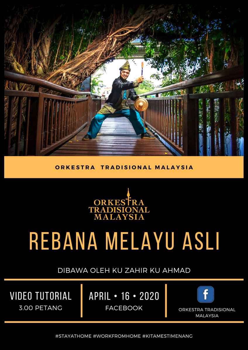 Jangan lepaskan peluang menonton video tutorial yang bertajuk "Rebana Melayu Asli" oleh ahli muzik Orkestra Tradisional Malaysia iaitu Ku Zahir Ku Ahmad pada jam 3.00 petang ini. Pastikan anda bersama kami :)