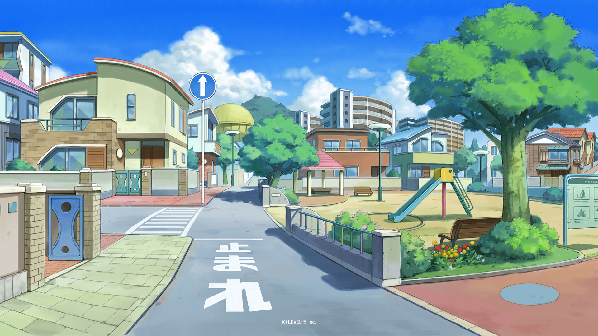 日野晃博 レベルファイブも テレビ会議用背景画面の配信をやっています 各タイトル４つの画像を準備してみました 画像は 妖怪ウォッチのさくらニュータウンです まもなく配信予定です すでにイナズマイレブン ｆｌｏ スナックワールド 二ノ国にすでに